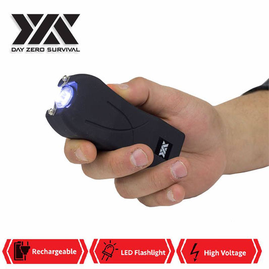 DZS Maximum Power Rechargeable Black Stun Gun With LED Flash Light