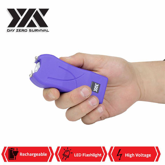 DZS Maximum Power Rechargeable Purple Stun Gun With LED Flash Light