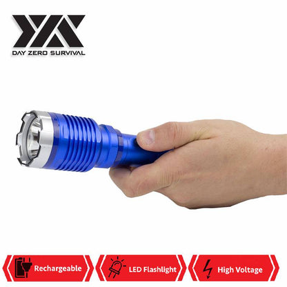 DZS Special Force Blue Tactical Metal Stun Gun Rechargeable LED Flashlight