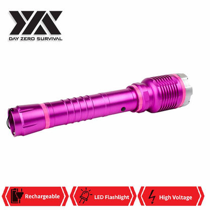 DZS Special Force Pink Tactical Metal Stun Gun Rechargeable LED Flashlight