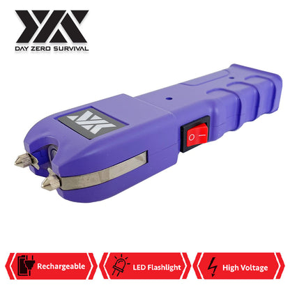 DZS Purple Stun Gun Heavy Duty Rechargeable with LED Flashlight