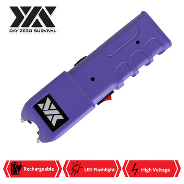 DZS Purple Stun Gun Heavy Duty Rechargeable with LED Flashlight