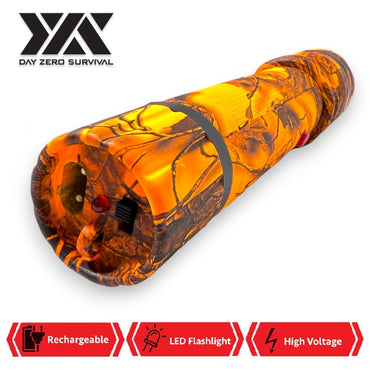 DZS Elite Force Orange Camo Stun Gun All Metal 10 Million Volt Rechargeable + LED Flashlight