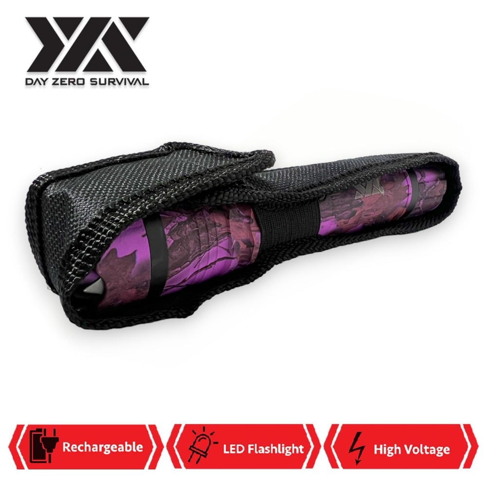 DZS Elite Force Pink Camo Stun Gun All Metal 10 Million Volt Rechargeable + LED Flashlight