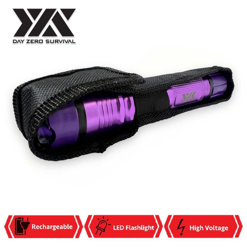 DZS Elite Force Stun Gun All Metal 10 Million Volt Rechargeable + LED Flashlight - Purple