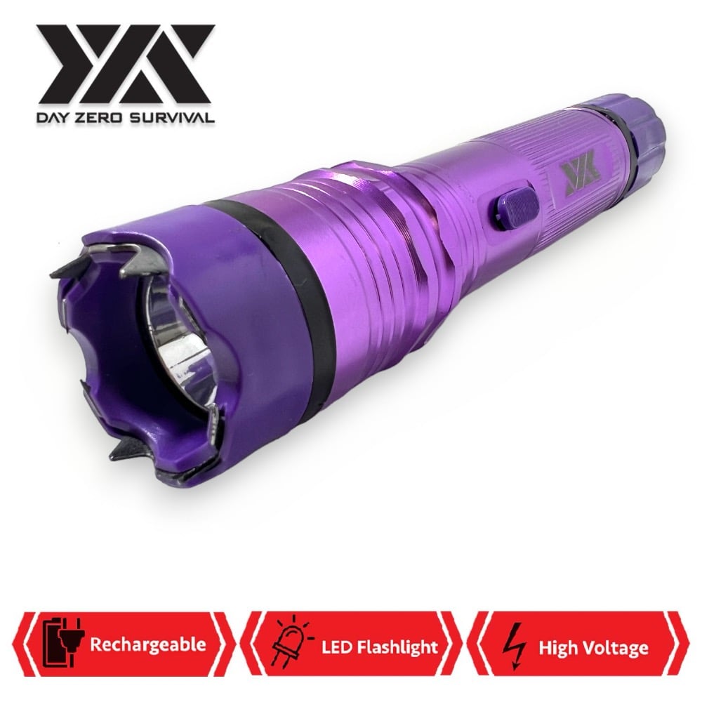 DZS Elite Force Stun Gun All Metal 10 Million Volt Rechargeable + LED Flashlight - Purple