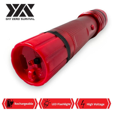 DZS Elite Force Stun Gun All Metal 10 Million Volt Rechargeable + LED Flashlight - Red