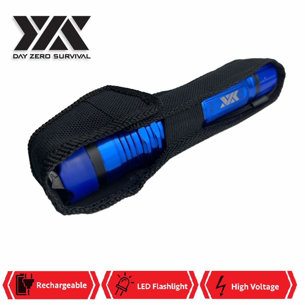 DZS Elite Force Stun Gun All Metal 10 Million Volt Rechargeable + LED Flashlight - Blue