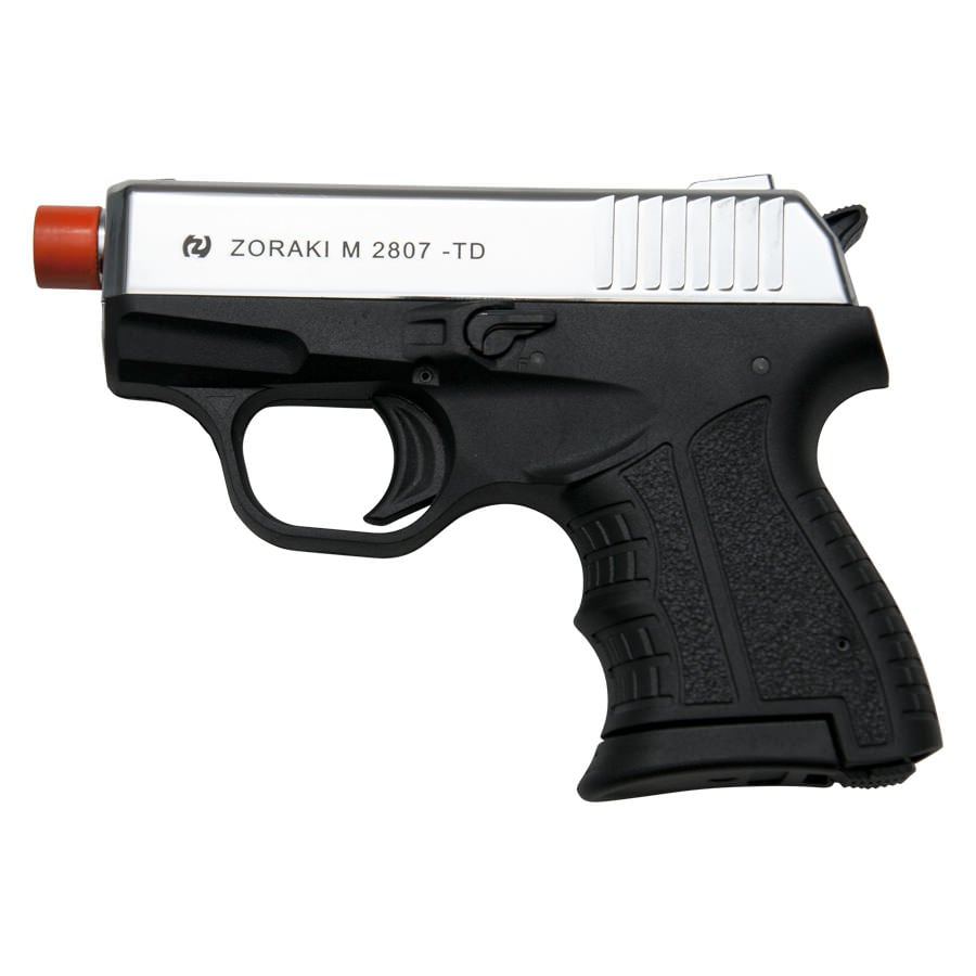 Zoraki M2807 Chrome Finish - 8MM Front Firing Blank Pistol Semi-Auto Gun