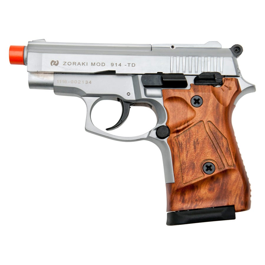 Zoraki Front Fire M914 Silver With Simulated Wood Grips 9mm Blank Gun