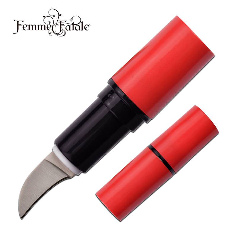 Lipstick Hidden Knife Red 2.75" Concealed 1" Blade Self Defense