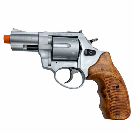 Zoraki R1 Silver 2.5" Barrel - Front Firing Blank Gun Revolver Simulated Wood Grips