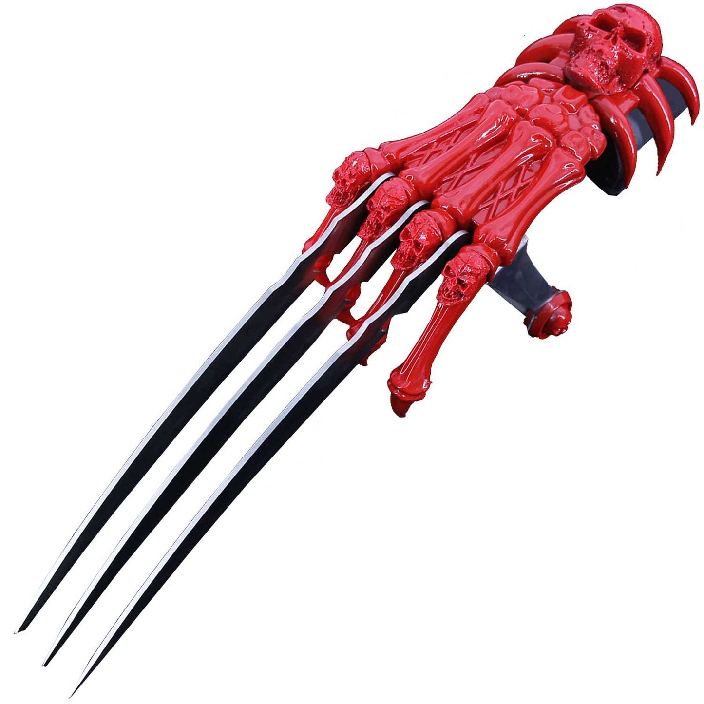 Red Skull & Bones Gauntlet Style Hand Claw Tri-Bladed Wolverine Knife