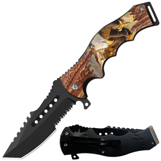 8.5" Tactical Eagle Spring Assisted Folding Open Pocket Knife Razer Blade