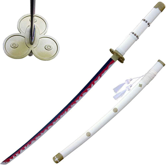 40.5" Enma Zoro Roronoa Yamo White Katana Replica Steel Sword