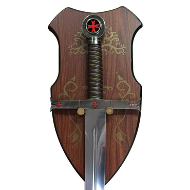 Crusader Knight Templar Red Cross Sword with Wall Mount