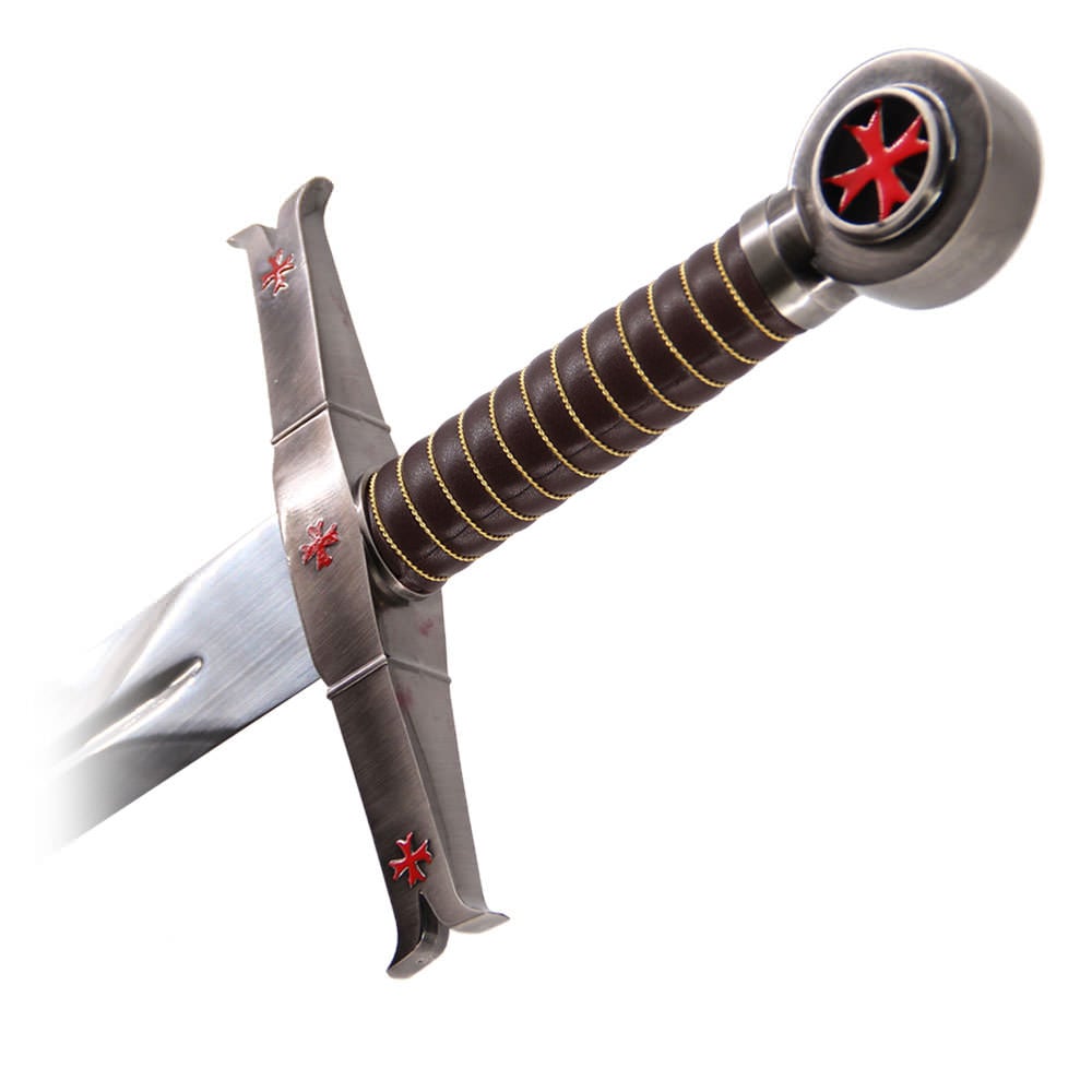 Crusader Knight Templar Red Cross Sword with Wall Mount