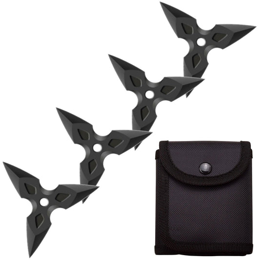 4 Pc Black Three-Pointed Triangle Throwing Ninja Stars Shuriken