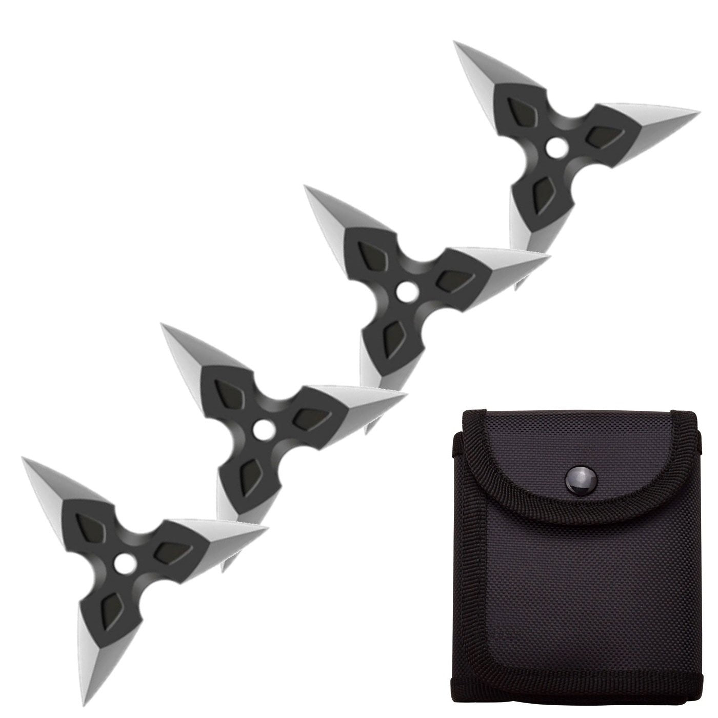 4 Pc Black/Satin Finish Three-Pointed Triangle Throwing Ninja Stars Shuriken