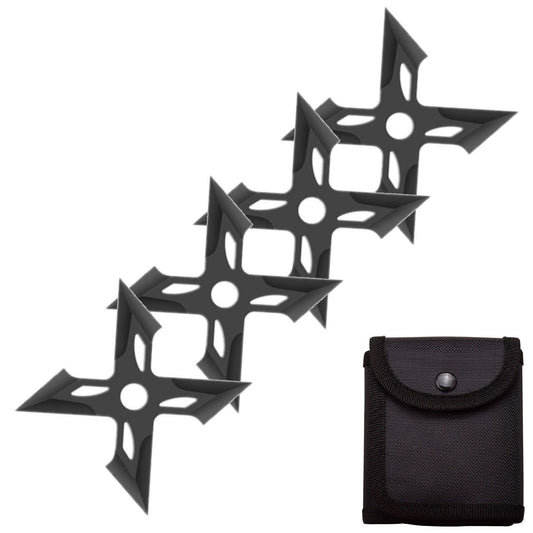 4 Pc Black Four-Pointed X Throwing Ninja Stars Shuriken