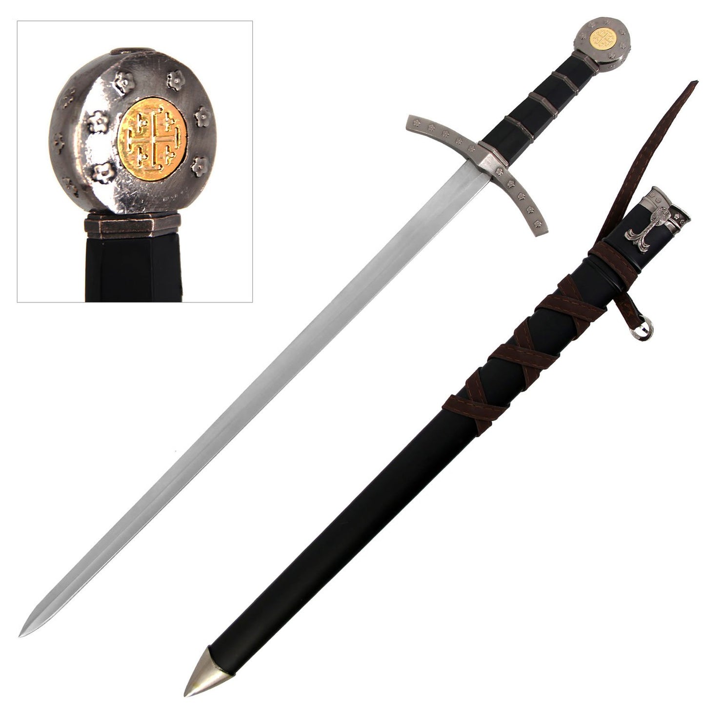 23" King Arthur Excalibur Crusader Medieval Short Sword with Scabbard