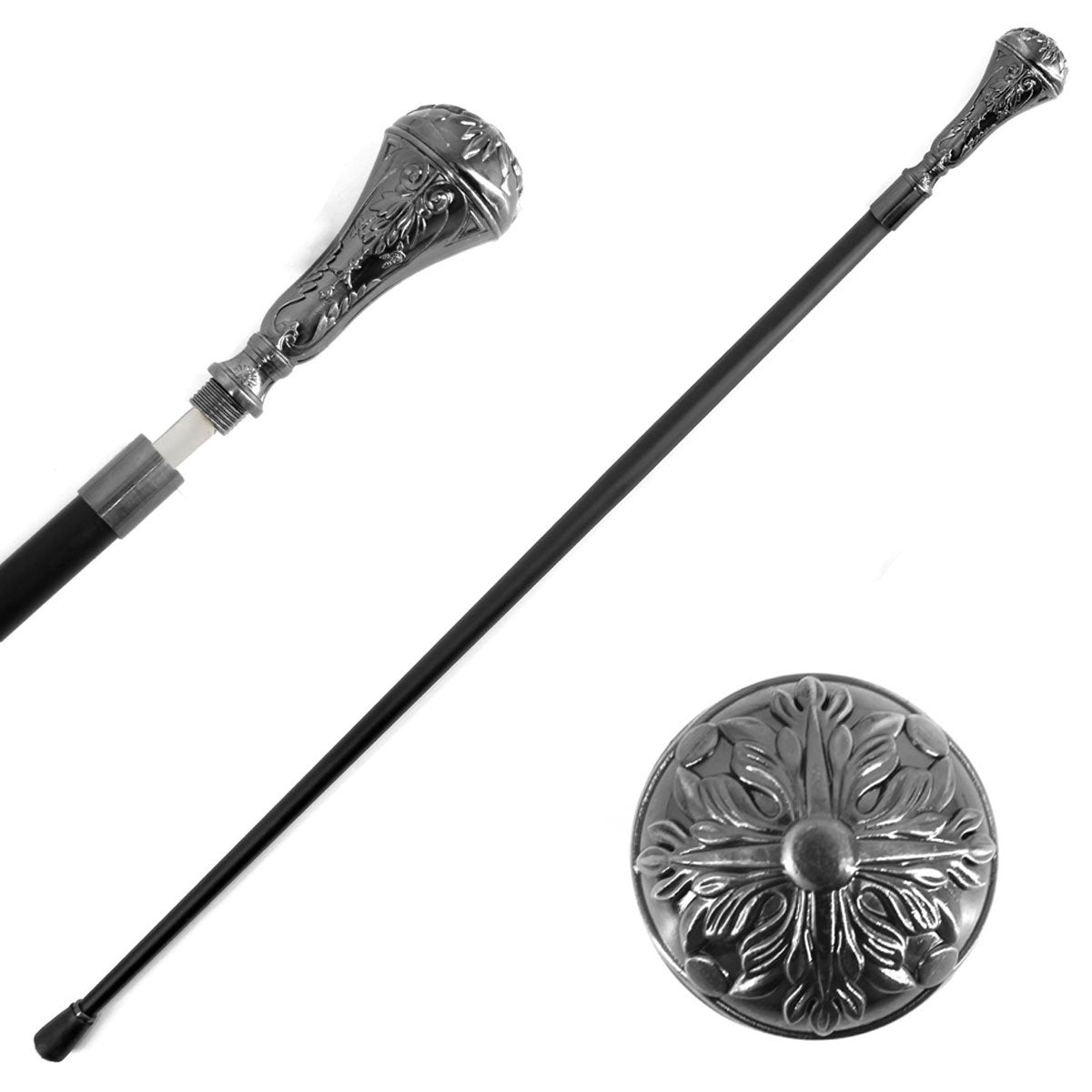 36.5" Acanthus Rosette Knob Deluxe Steel Cane Sword