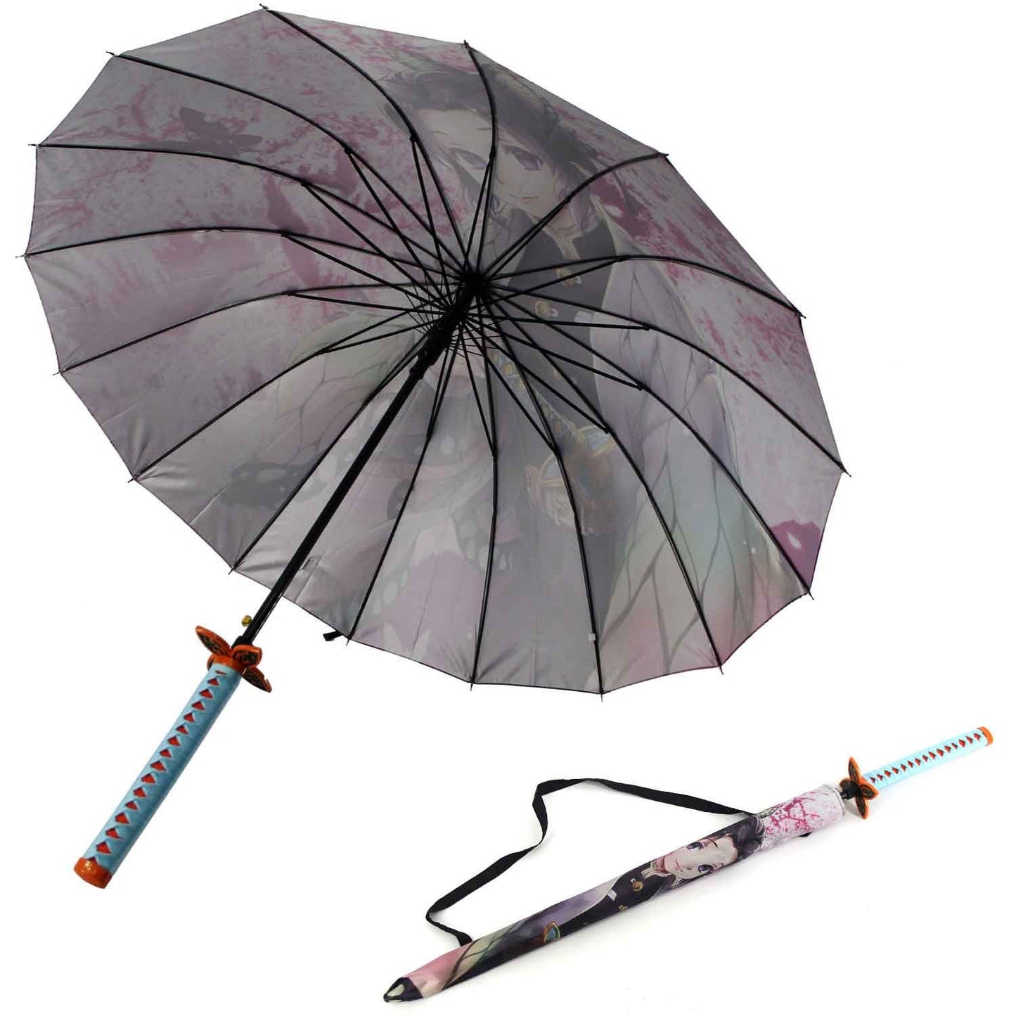 Kochou Shinobu Anime Demon Slayer Cosplay Umbrella Automatic Folding