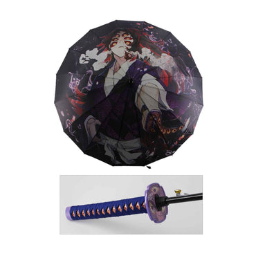 Kokushibou Anime Demon Slayer Cosplay Umbrella Automatic Folding