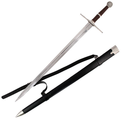 48 3/4" Silver Warrior Destroyer Steel Sword With Scabbard