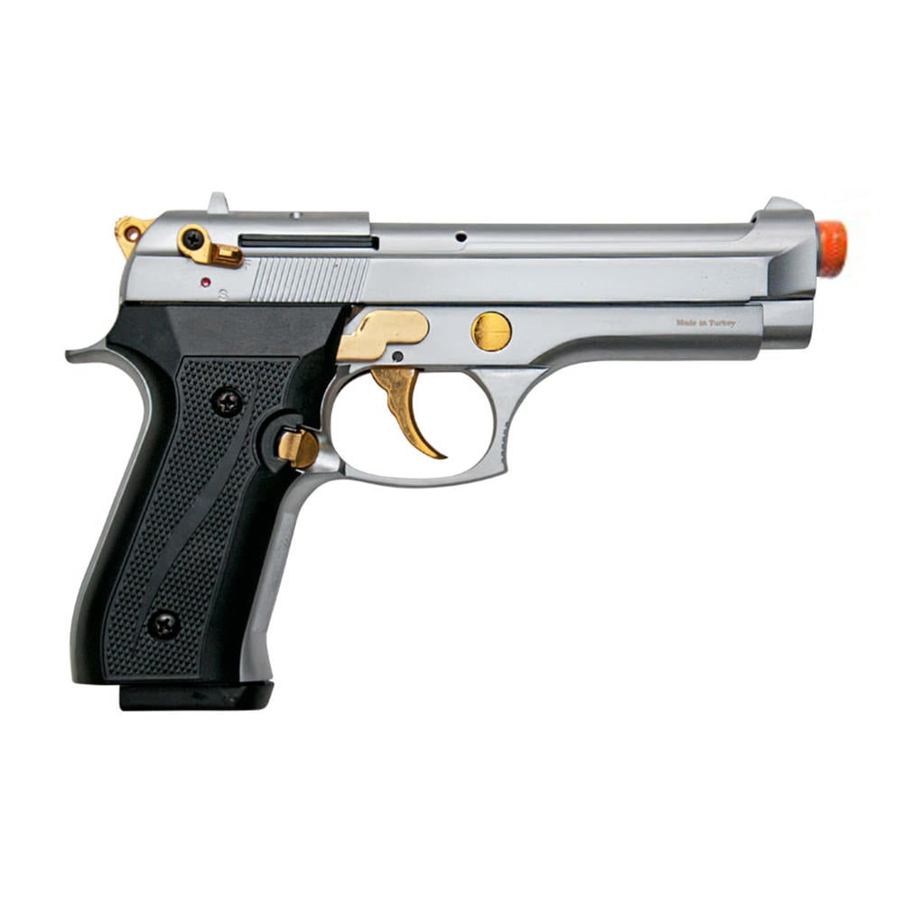 V92F Nickel Finish With Gold Fittings - Front Firing Blank Gun