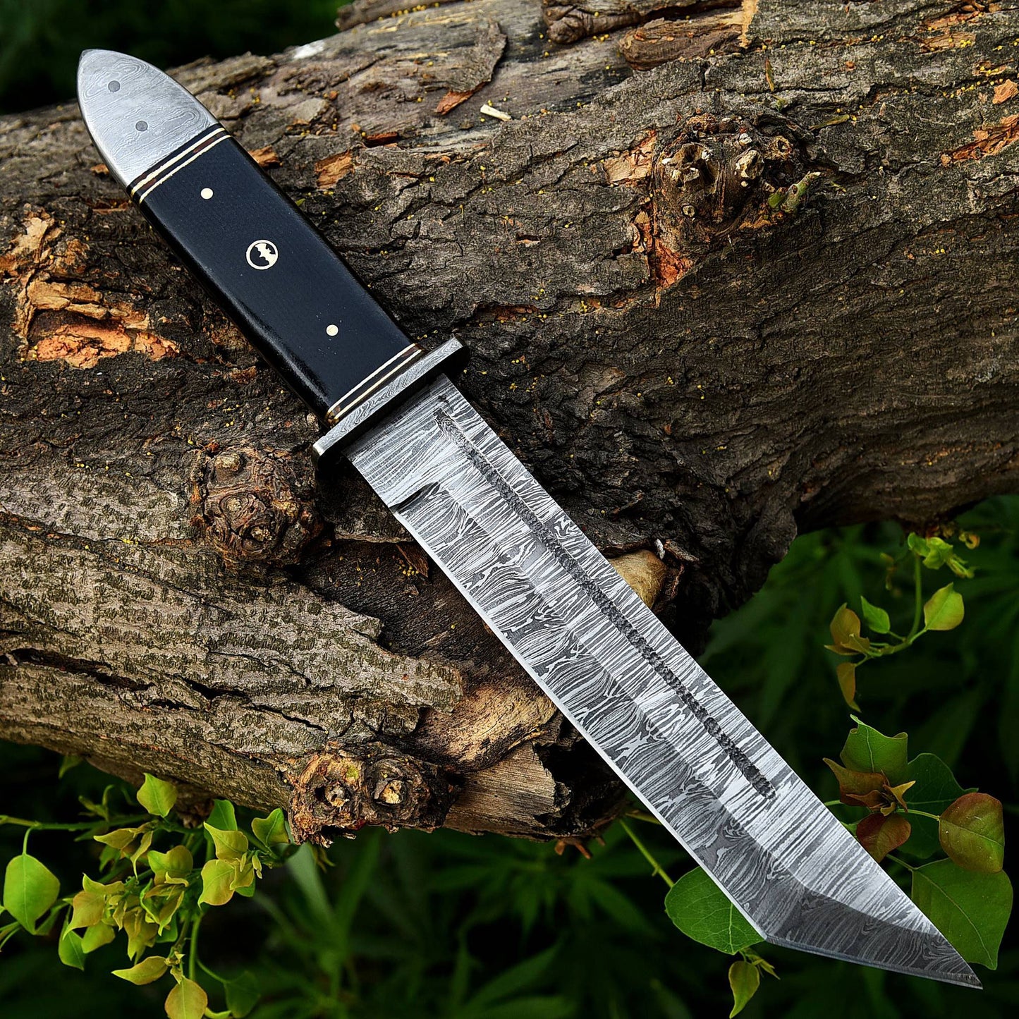 13.5 Inch Damascus Steel Custom Handmade Fixed Blade Tanto Knife