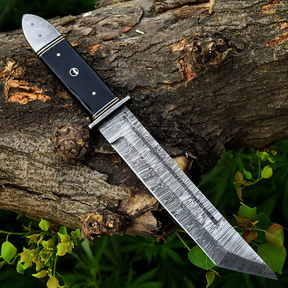 13.5 Inch Damascus Steel Custom Handmade Fixed Blade Tanto Knife