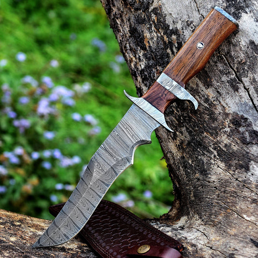 13.5" Damascus Steel Custom Handmade Military Bowie Knife