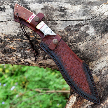 13" Damascus Steel Custom Handmade Kukri Machete Hunting Knife