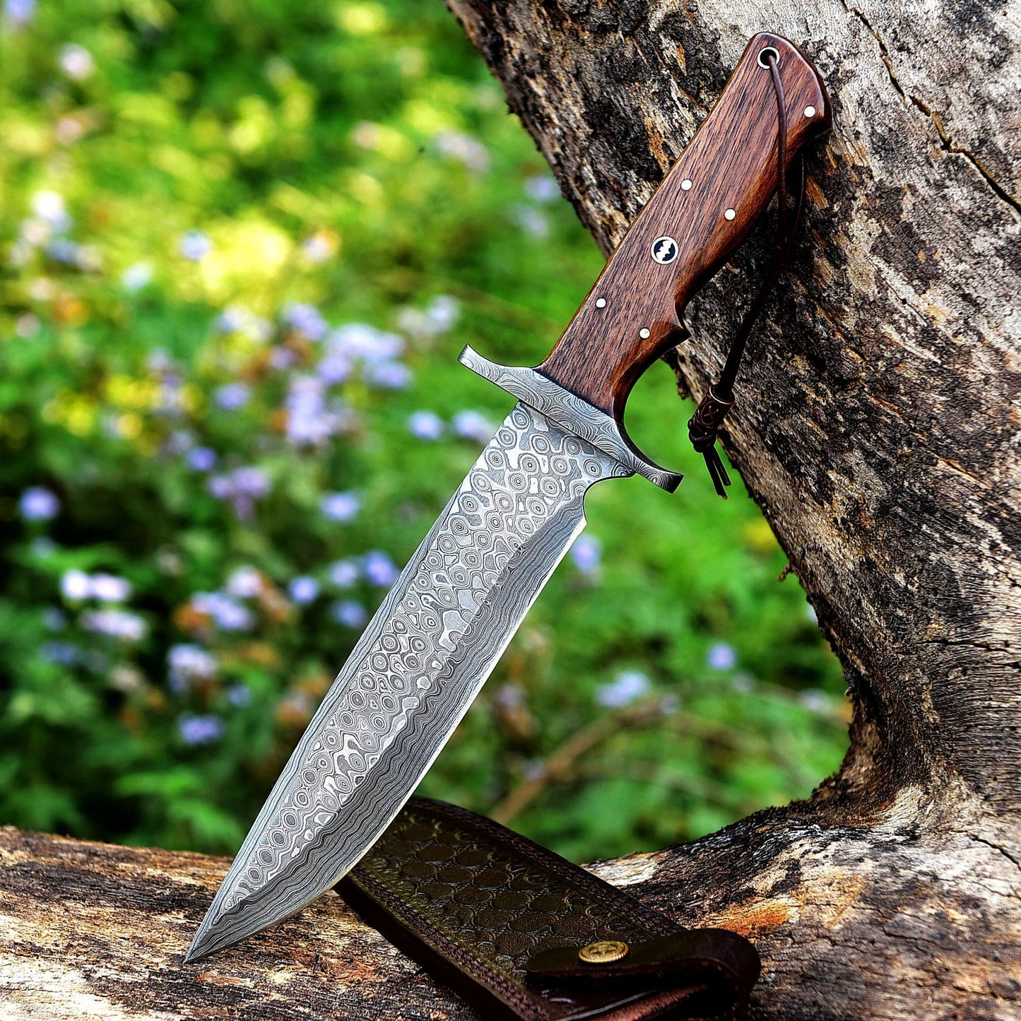 13 Inch Damascus Steel Custom Handmade Bowie Knife