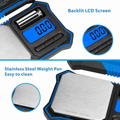 Fuzion Digital Pocket Scale, 200g x 0.01g Jewelry Gram Scale Blue