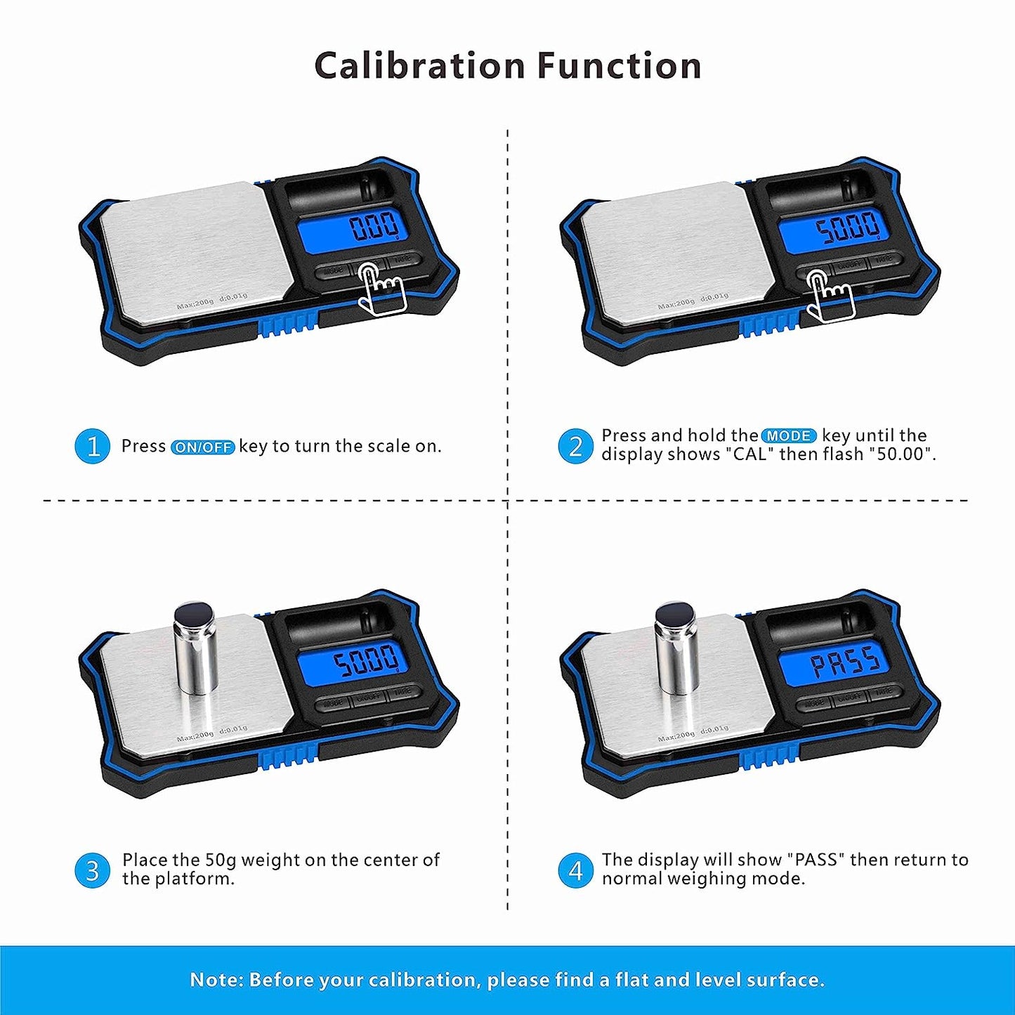 Fuzion Digital Pocket Scale, 200g x 0.01g Jewelry Gram Scale Blue