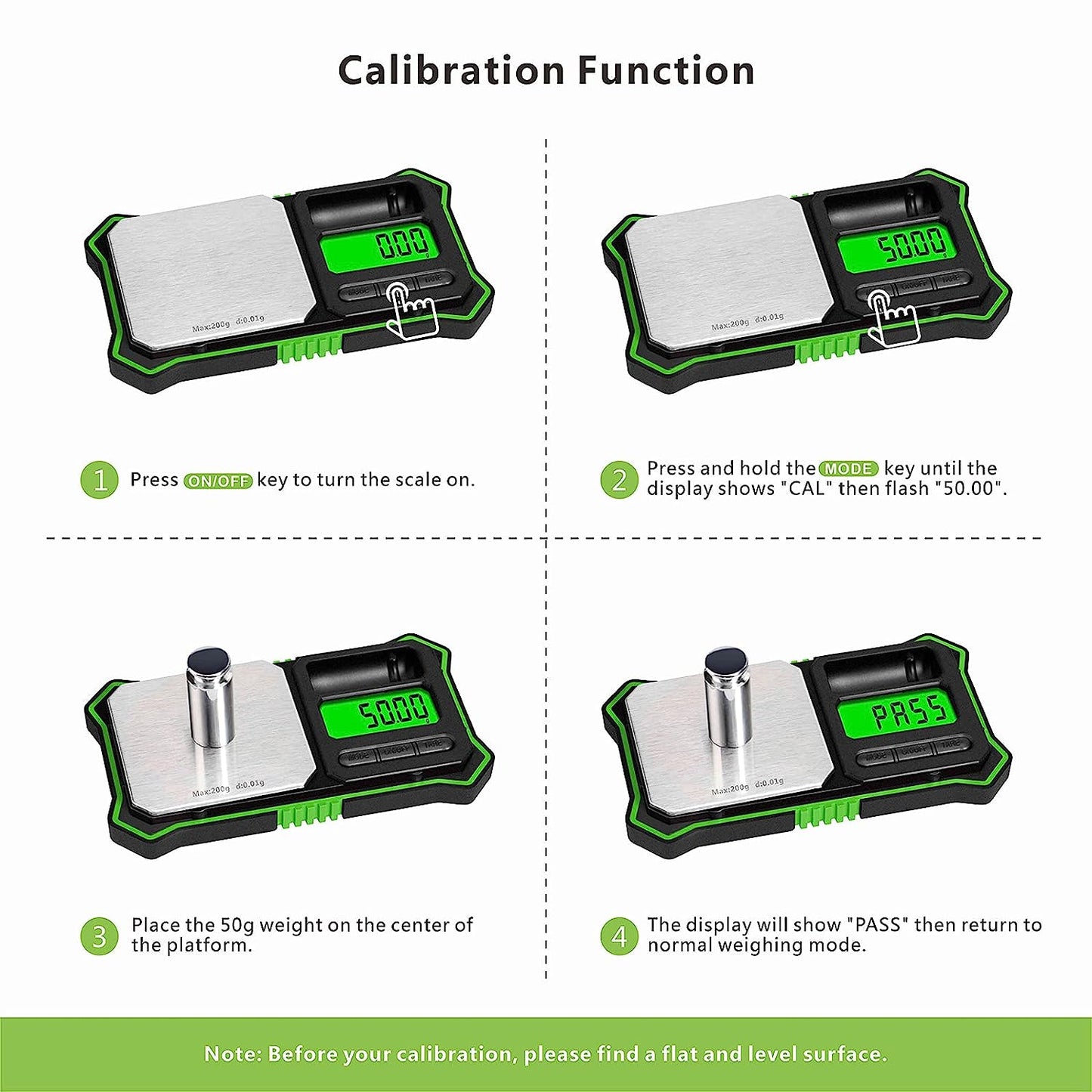 Fuzion Digital Pocket Scale, 200g x 0.01g Jewelry Gram Scale Green