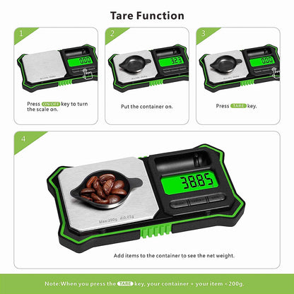 Fuzion Digital Pocket Scale, 200g x 0.01g Jewelry Gram Scale Green