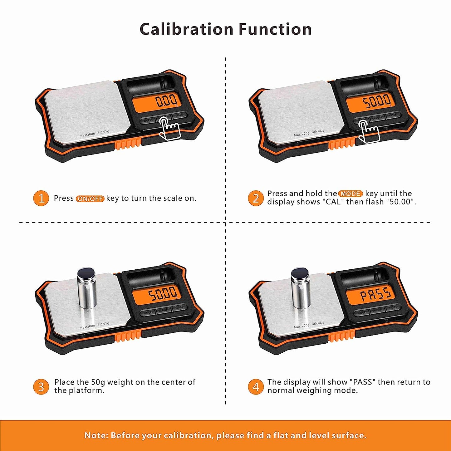 Fuzion Digital Pocket Scale, 200g x 0.01g Jewelry Gram Scale Orange