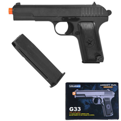 G33 Full Metal Military Airsoft Spring Pistol Hand Gun 8" Overall