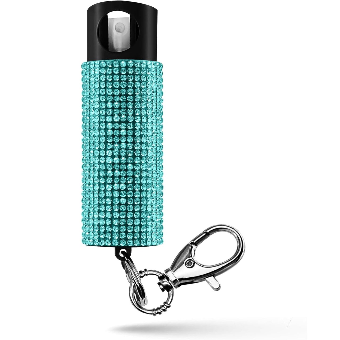 Bling It On Key Ring Self Defense Pepper Spray Teal Jeweled Cary Case