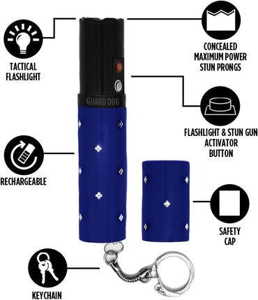 Electra Concealed Blue Lipstick Stun Gun 3 Million Volt with 100-Lumen Flashlight