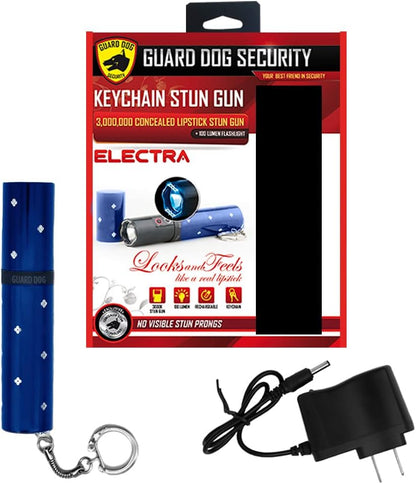 Electra Concealed Blue Lipstick Stun Gun 3 Million Volt with 100-Lumen Flashlight