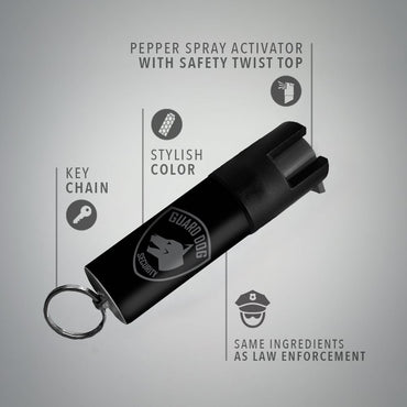 Black Keychain Mini Pepper Spray for Self Defense - Safety Twist Top to Prevent Accident