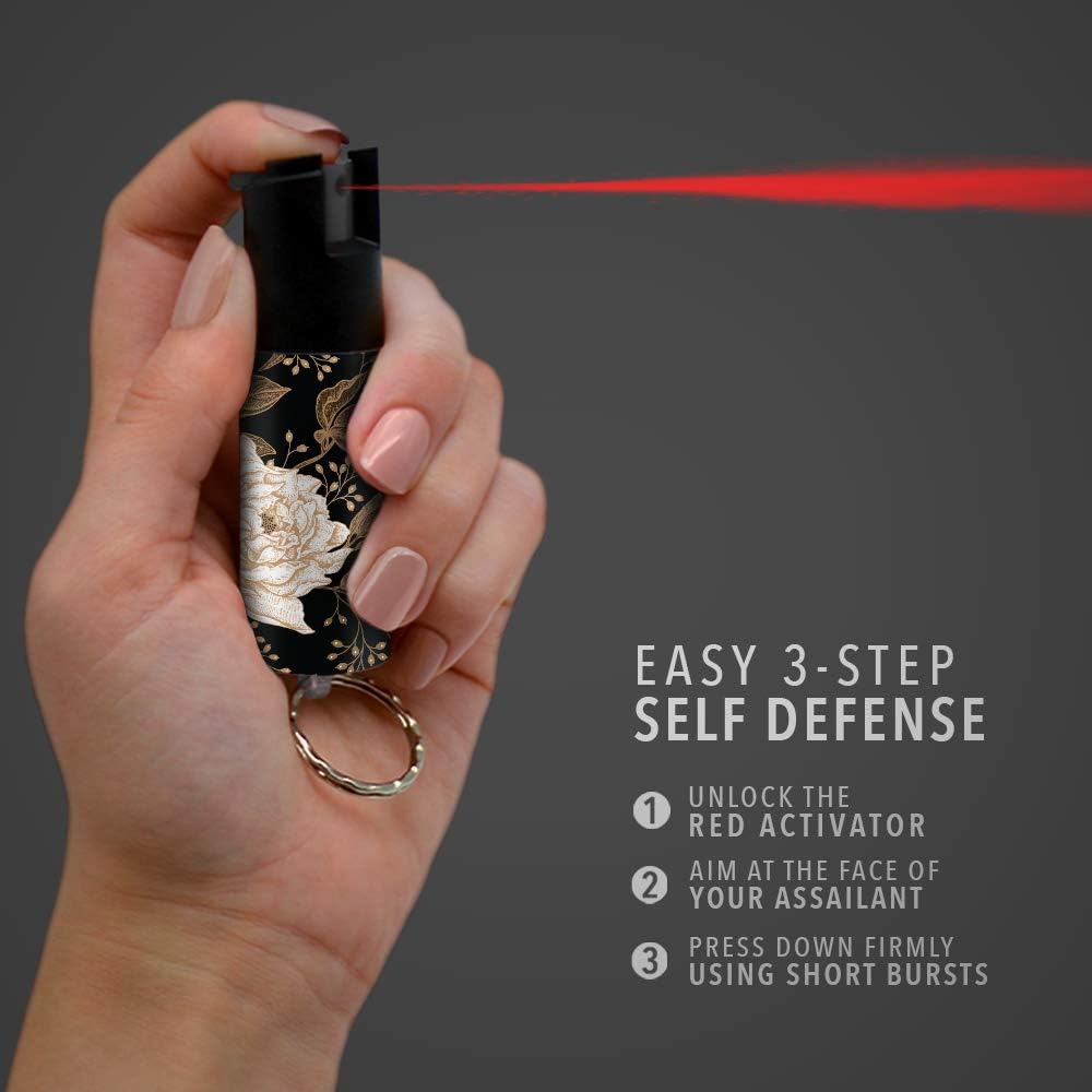 Floral Keychain Mini Pepper Spray for Self Defense - Safety Twist Top to Prevent Accident