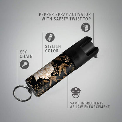 Floral Keychain Mini Pepper Spray for Self Defense - Safety Twist Top to Prevent Accident