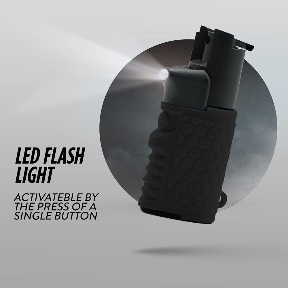 Light EM Up - Self Defense Combo with Red Pepper Spray & Flashlight - Black