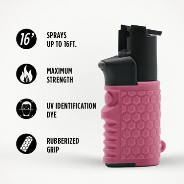 Light EM Up - Self Defense Combo with Red Pepper Spray & Flashlight - Pink