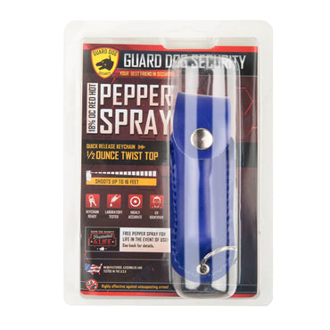 Blue Personal Defense Pepper Spray OC-18 1/2 oz - Leather Case